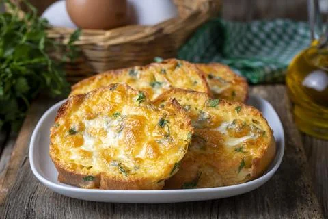 Turkish Egg Breads. It is called "Yumurtali Ekmek" in Turkish. French Toast.. Stock Photos