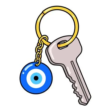 Turkish Evil Eye keyring charm drawing Stock Illustration