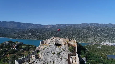 Turkish flag aerial view Vídeos de archivo 97684481
