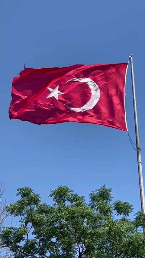 Turkish flag in air Stock Footage 337111090