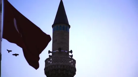Turkish flag and mosque Video stock 154511105