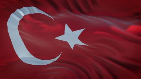 Turkish flag as background in loop, Turkey flag animation waving in the wind in Stock Footage 115800646