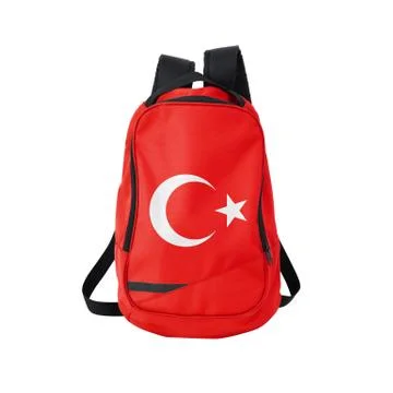Turkish flag backpack isolated on white Stock Photos