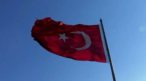 Turkish Flag blue screen Stock Footage 7160491
