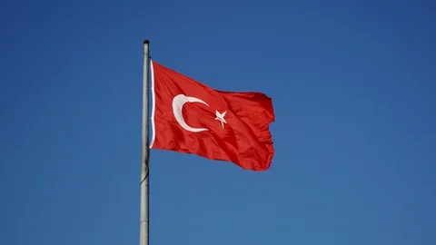 Turkish flag, blue sky Stock Footage 102831860