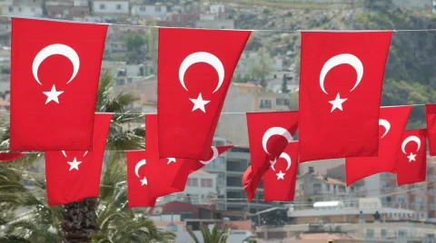 Turkish Flag bunting  Stock Footage 684027