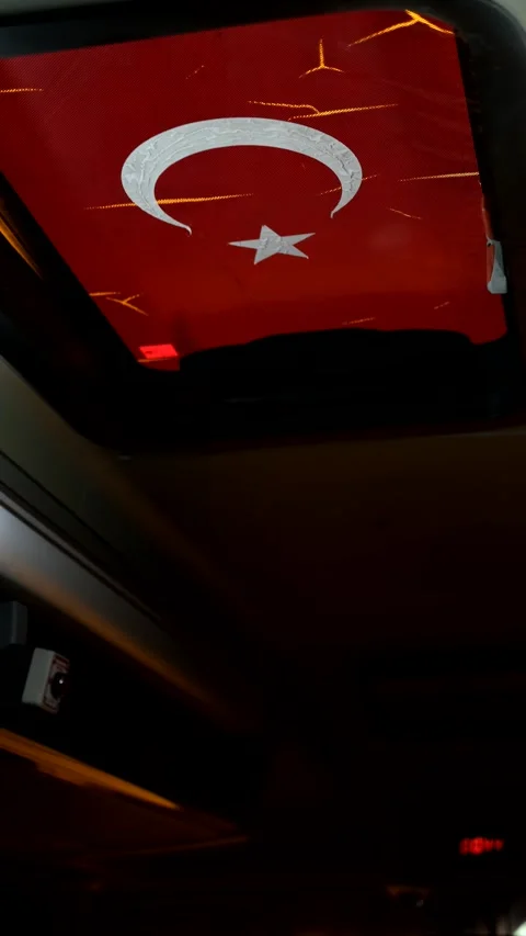 Turkish flag on the bus hatch Stock-Footage 266138424
