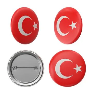 Turkish Flag Button Badges Multiple Angles Stock Illustration