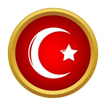 Turkish flag button icon representing nation and islam イラスト素材