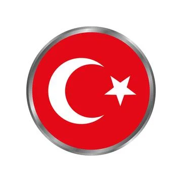 Turkish flag in circle with silver frame National flag of turkey country Stock Illustration