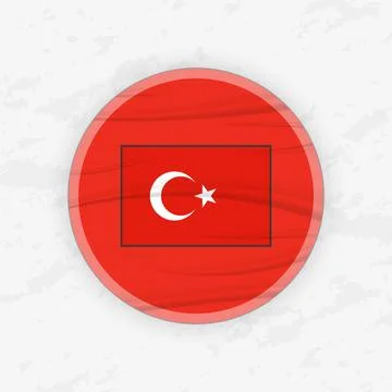 Turkish Flag in a Circular Emblem Design, Abstract Round Sticker Illustration Stock Illustration