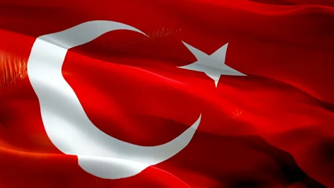 Turkish flag Closeup 1080p Full HD 1920X1080 footage video waving in wind. Stock Footage 166315638