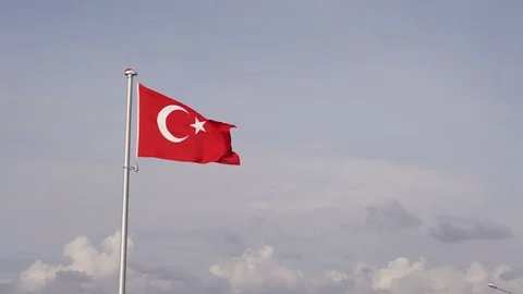 Turkish Flag with Clouds Stock Footage 73068026