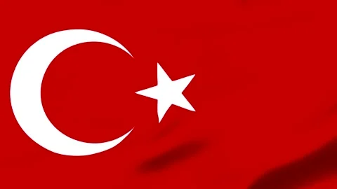Turkish flag with crescent and star on red background Video stock 343573469