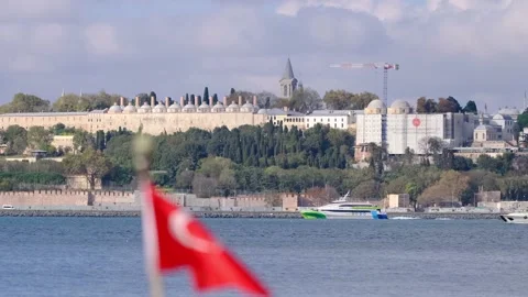 Turkish Flag Crow and Topkapi Palace Stock Footage 143061665