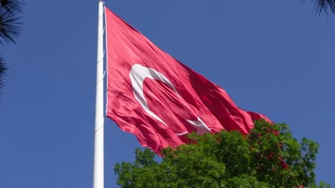 Turkish Flag - The Flag of Turkey Stock Footage 197354470