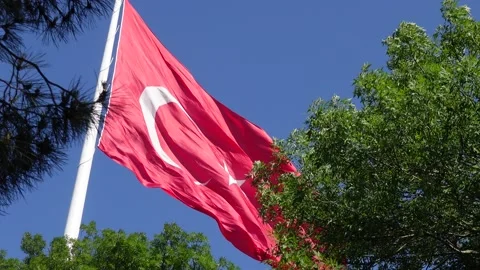 Turkish Flag - The Flag of Turkey Stock Footage 197357640