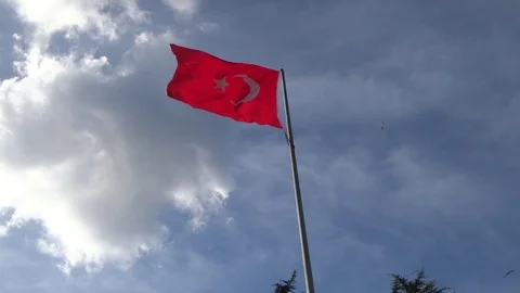 Turkish flag on the flagpole in the istanbul Stock Footage 109544928