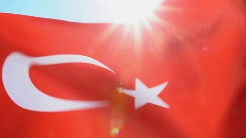 Turkish Flag Flapping Stock Footage 118962722
