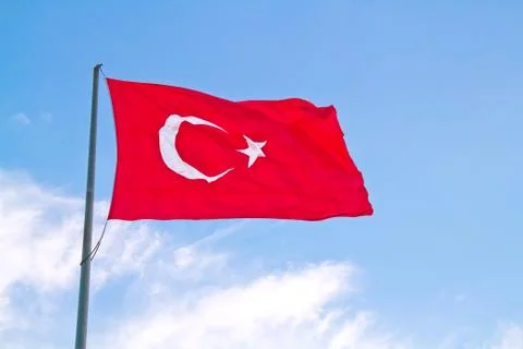 Turkish flag flapping in the wind Stock Photos