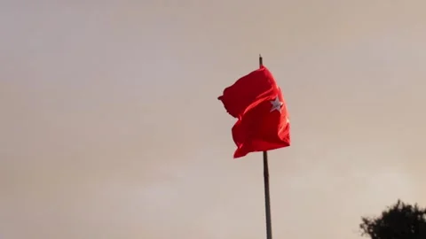 Turkish flag fluttering against the sky, representing Turkey's economy and .. Stock Footage 300084272