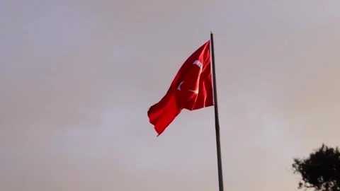 Turkish flag fluttering against the sky, symbolizing independence and patri.. Stock Footage 301285331