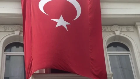 Turkish flag fluttering in the wind. Stock Footage 91320493