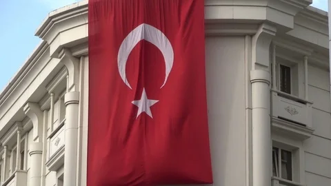 Turkish flag fluttering in the wind. Stock Footage 91320495