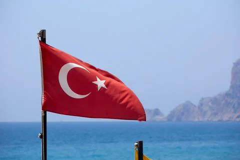Turkish flag fluttering in the wind Stock Photos