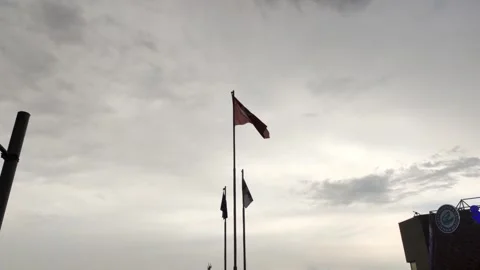 The Turkish flag that flutters in the evening Stock Footage 247341507