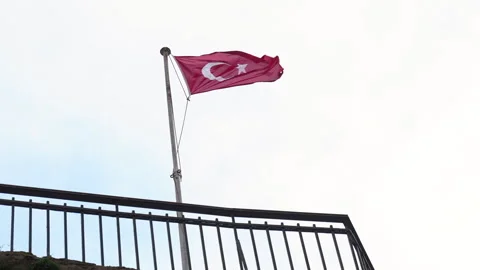 Turkish flag flutters in the wind Video stock 277785507