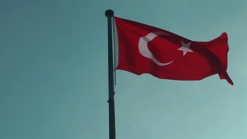 A Turkish flag is flying Видео 343389136