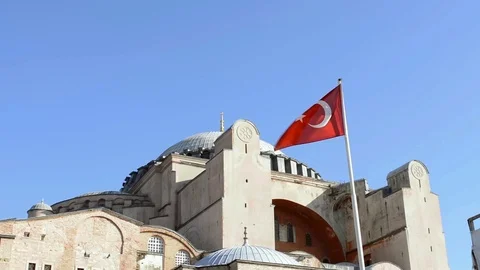 The Turkish Flag Flying High Video stock 106973833