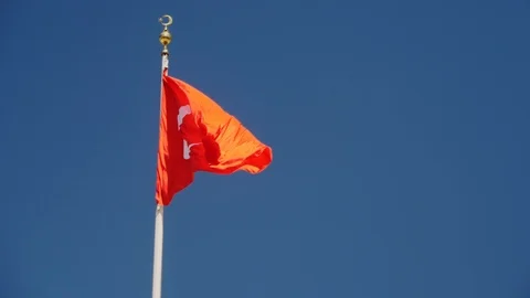 A turkish flag gone far flying in the wind Video stock 103449277