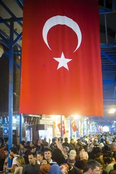 Turkish Flag in The Grand Bazaar, the largest market in Istanbul, Turkey, Stock Photos