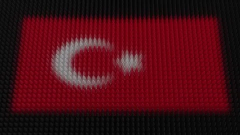 Turkish Flag Light Shining on Scrolling Bullets Stock Footage 254918177