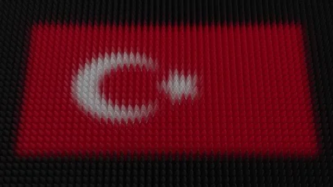 Turkish Flag Light Shining on Scrolling Bullets Stock Footage 301991350