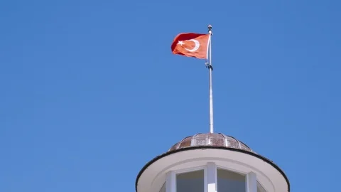 Turkish flag on lighthouse Stock Footage 108780714