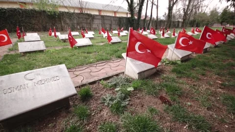 Turkish Flag At Memorial Site Stock Footage 336221943