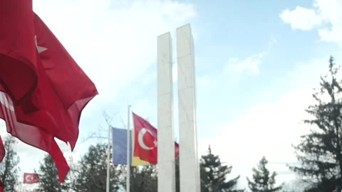 Turkish Flag At Memorial Site Stock Footage 336221944