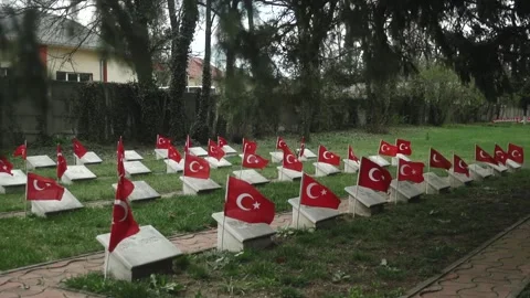 Turkish Flag At Memorial Site Stock Footage 336221955