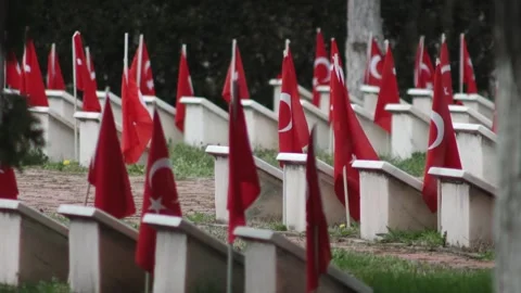 Turkish Flag At Memorial Site Stock Footage 336221979
