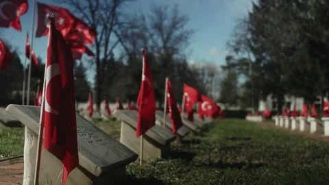 Turkish Flag At Memorial Site Stock Footage 336222361