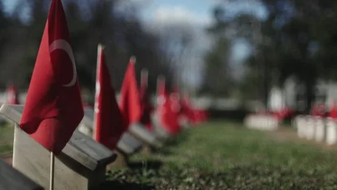 Turkish Flag At Memorial Site Stock Footage 336222376
