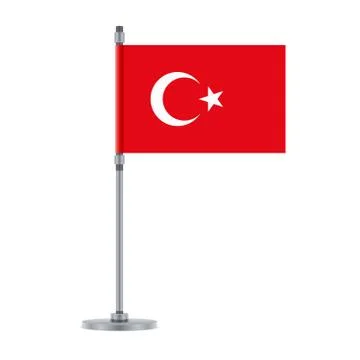 Turkish flag on the metallic pole, vector illustration Illustrazione stock