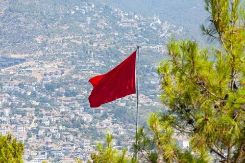 Turkish flag on mountain top Stock Photos