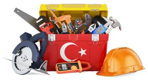 Turkish flag painted on the toolbox. Service, repair and construction in Turk Stock Illustration