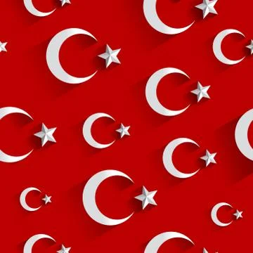 Turkish flag pattern. Modern flag of Turkey on red background vector illustra Stock Illustration