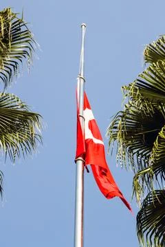Turkish Flag on pole Stock Photos