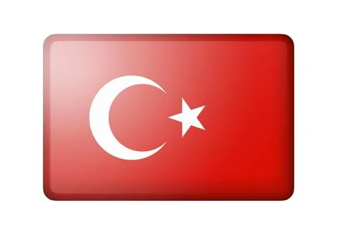 The Turkish flag. Rectangular matte icon. Isolated on white background Stock Illustration